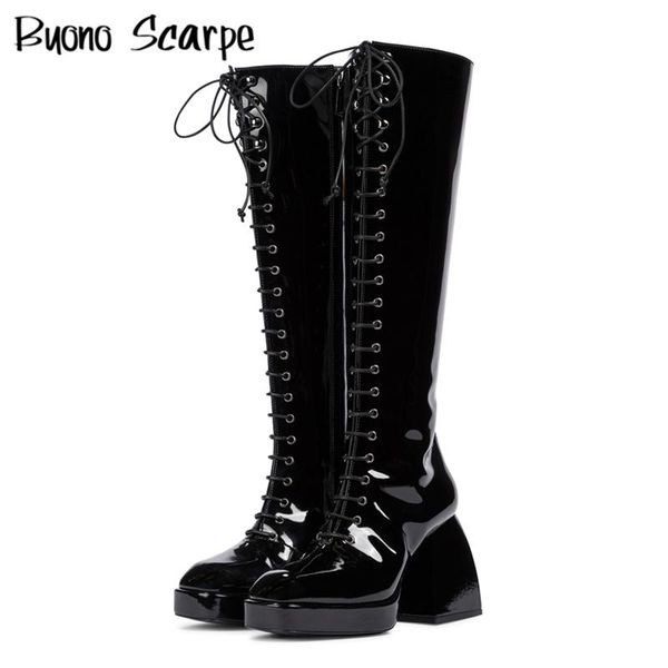 boots 2021 brand designer patent leather knee high chunky heels square toe women platform side zipper ladies martiin, Black
boots 2021 brand designer patent leather knee high chunky heels square toe women platform side zipper ladies martiin, Black