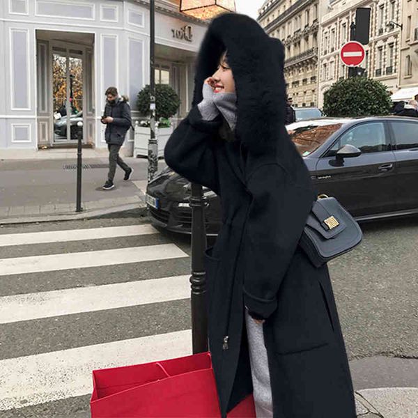 women's wool & blends fashion winter coat long warm hooded parkas korean style clothing thick woman jacket doudoune femme 2021 wpy2131, Black
women's wool & blends fashion winter coat long warm hooded parkas korean style clothing thick woman jacket doudoune femme 2021 wpy2131, Black