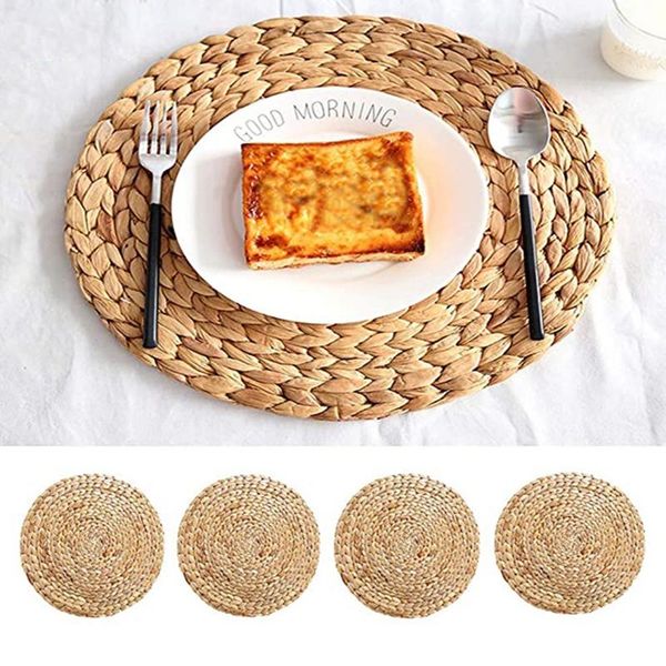 table mat handmade water hyacinth woven placemat round braided heat resistant insulation anti-skidding pad mats & pads
table mat handmade water hyacinth woven placemat round braided heat resistant insulation anti-skidding pad mats & pads