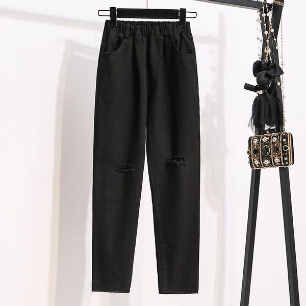 ripped hole solid color black elastic waist jeans female high pants woman spring autumn for women's clothing panty 2021 & capris, Black;white
ripped hole solid color black elastic waist jeans female high pants woman spring autumn for women's clothing panty 2021 & capris, Black;white