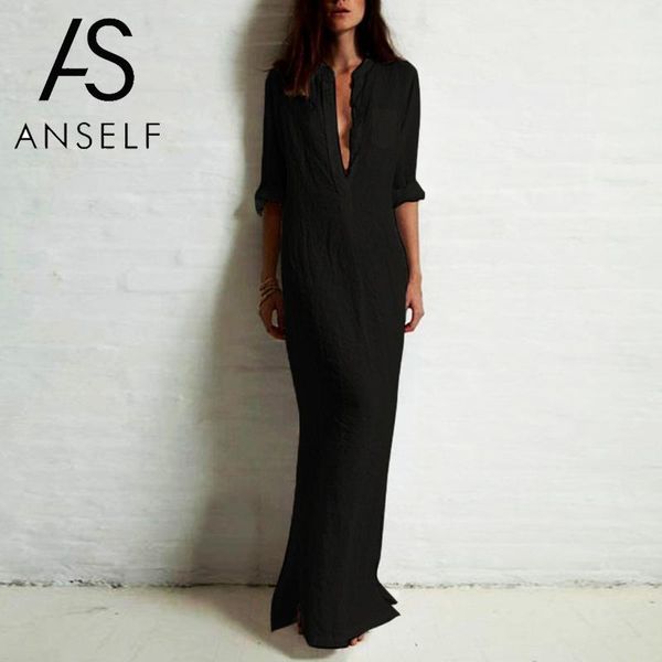 5xl plus size vestidos 2021 fashion women casual shirt dress long sleeve deep v neck split solid long maxi dress for female, Black;gray
5xl plus size vestidos 2021 fashion women casual shirt dress long sleeve deep v neck split solid long maxi dress for female, Black;gray