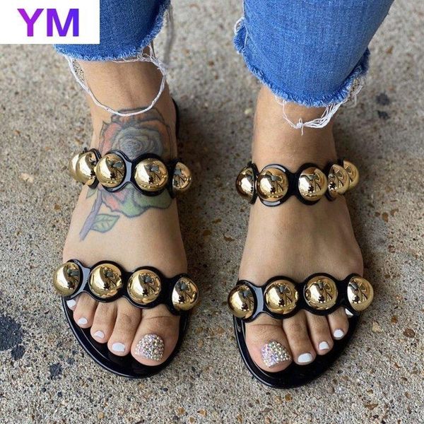fashion women flat diamond outdoor leisure slippers fashionable comfortable sandals pu metal decoration slides plus 43, Black
fashion women flat diamond outdoor leisure slippers fashionable comfortable sandals pu metal decoration slides plus 43, Black