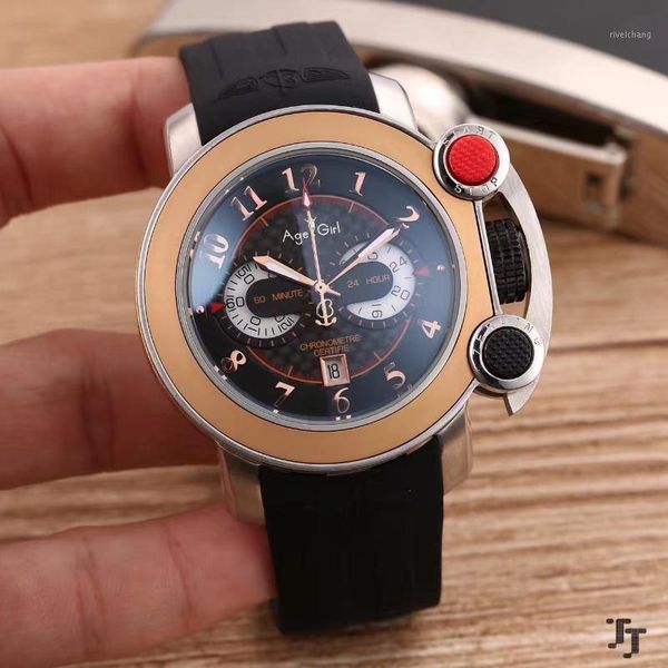 wristwatches men quartz chronograph stainless steel black rubber sapphire dual time watch big 45mm, Slivery;brown
wristwatches men quartz chronograph stainless steel black rubber sapphire dual time watch big 45mm, Slivery;brown