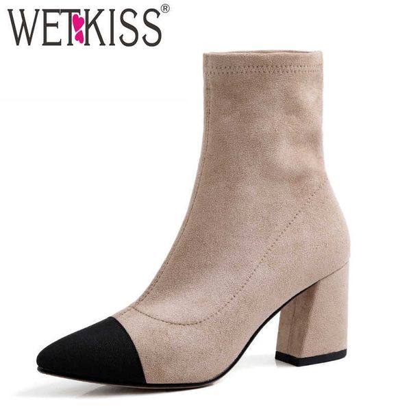 wetkiss stretch flock boots women high heels ankle booties female pointed toe shoes ladies party stitching shoes winter 210630, Black
wetkiss stretch flock boots women high heels ankle booties female pointed toe shoes ladies party stitching shoes winter 210630, Black