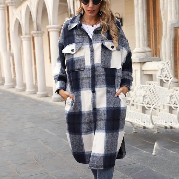 women's wool & blends fashion women coats and jackets winter 2021 autumn plus color midi long woolen plaid coat jacket high street, Black
women's wool & blends fashion women coats and jackets winter 2021 autumn plus color midi long woolen plaid coat jacket high street, Black