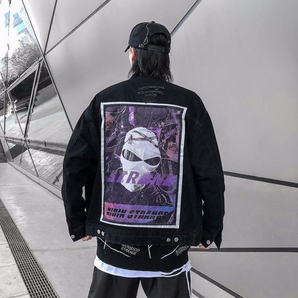 men's jackets hip hop denim men streetwear fashion hole jeans coat autumn back print jean outwear, Black;brown
men's jackets hip hop denim men streetwear fashion hole jeans coat autumn back print jean outwear, Black;brown