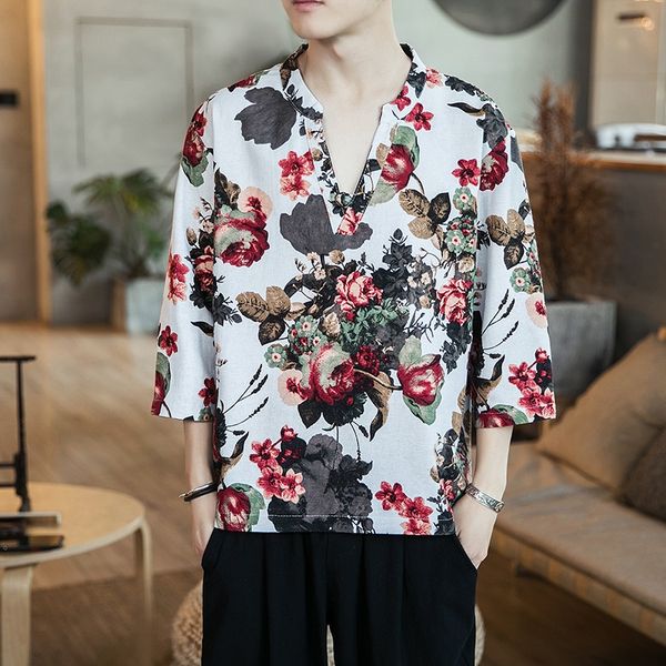 chinese style cotton linen t shirt men 3/4 sleeve vintage casual mens t shirts v neck print summer fashion kung fu clothes 10826, Red
chinese style cotton linen t shirt men 3/4 sleeve vintage casual mens t shirts v neck print summer fashion kung fu clothes 10826, Red