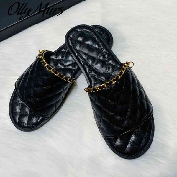 ollymurs 2021 brand genuine leather chain shaped metal decoration flat slipper women casual party shoes, Black
ollymurs 2021 brand genuine leather chain shaped metal decoration flat slipper women casual party shoes, Black