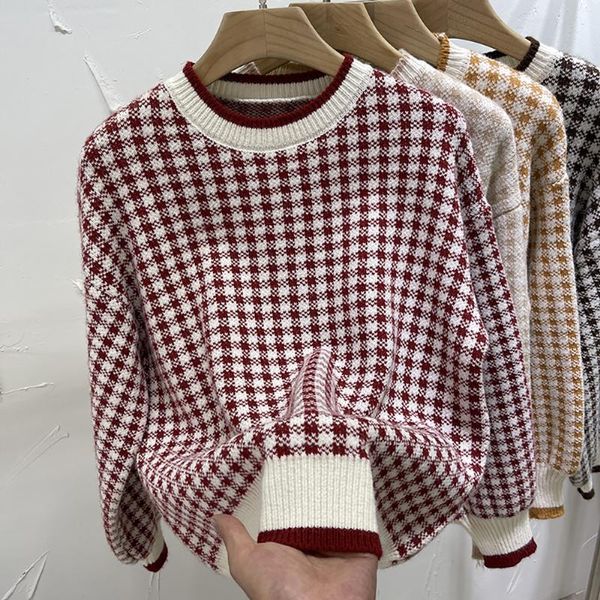 women's sweaters fashion casual long sleeve o-neck plaid knitted pullovers women elegant patchwork loose baggy spring autumn sweater wo, White;black
women's sweaters fashion casual long sleeve o-neck plaid knitted pullovers women elegant patchwork loose baggy spring autumn sweater wo, White;black