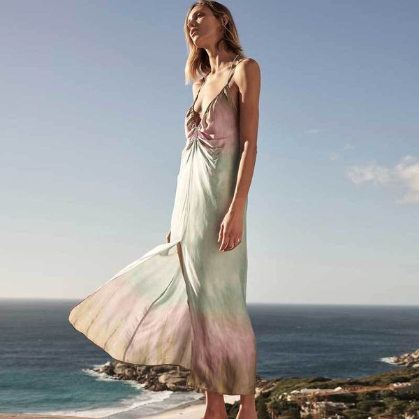 inspired blue tie dye v-neck midi dress adjustable straps satin slit front holiday summer women 210412, Black;gray
inspired blue tie dye v-neck midi dress adjustable straps satin slit front holiday summer women 210412, Black;gray