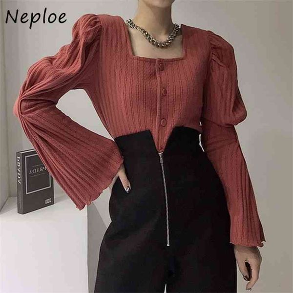 square collar single breasted cardigans chic pleated flare sleeve design coat all-match knitted sweaters women 210422, White;black
square collar single breasted cardigans chic pleated flare sleeve design coat all-match knitted sweaters women 210422, White;black