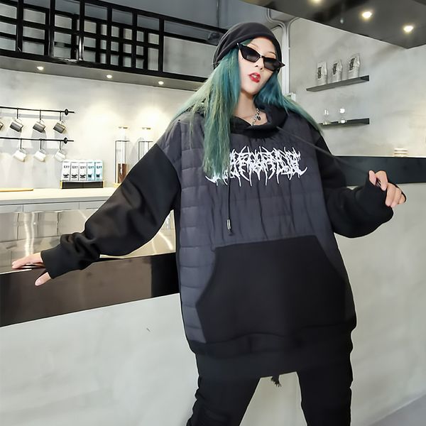 hoodies sweater women autumn/winter style plus velvet thick hooded stitching embroidery sleeve mid-length cotton trend, Black
hoodies sweater women autumn/winter style plus velvet thick hooded stitching embroidery sleeve mid-length cotton trend, Black