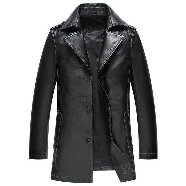 men's leather & faux spring autumn genuine jacket men goatskin long coat windbreaker blazer jackets brown kj1367, Black
men's leather & faux spring autumn genuine jacket men goatskin long coat windbreaker blazer jackets brown kj1367, Black
