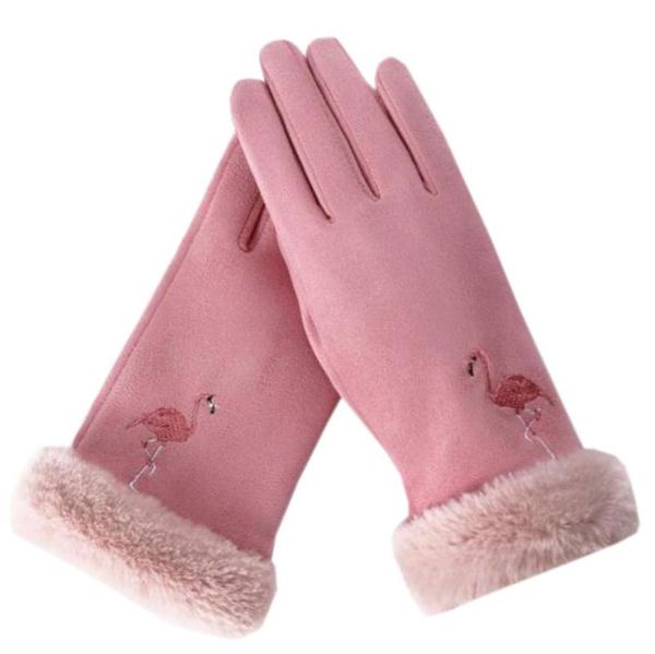five fingers gloves women' touch screen driving female autumn winter flamingo embroidered faux suede full finger mittens, Blue;gray
five fingers gloves women' touch screen driving female autumn winter flamingo embroidered faux suede full finger mittens, Blue;gray