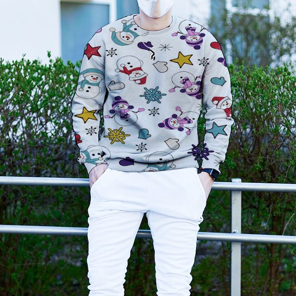 men's christmas 3d printing long sleeve hoodless sweater christmas cute snowman hat pattern clothing, White;black
men's christmas 3d printing long sleeve hoodless sweater christmas cute snowman hat pattern clothing, White;black