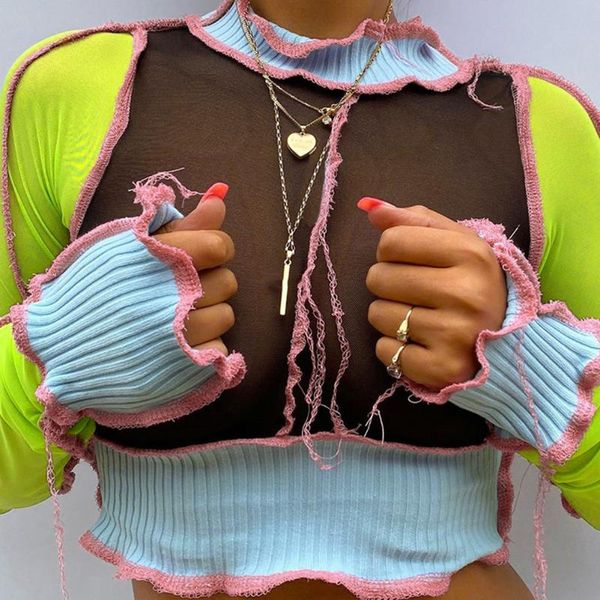 women's blouses & shirts tie-dye patchwork shirt stitch crop stand collar mesh yarn blouse fashion punk style long sleeve summer wo, White
women's blouses & shirts tie-dye patchwork shirt stitch crop stand collar mesh yarn blouse fashion punk style long sleeve summer wo, White
