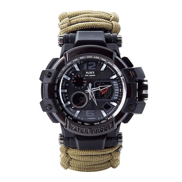 wristwatches warwolf 2 code hand in place with men's camouflage umbrella rope outdoor sports dual display compass tactical watch, Slivery;brown
wristwatches warwolf 2 code hand in place with men's camouflage umbrella rope outdoor sports dual display compass tactical watch, Slivery;brown