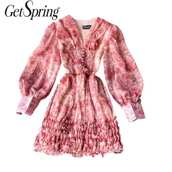 getspring women dress lantern sleeve v-neck chiffon print dresses long vintage flowers sundress fashion 210601, Black;gray
getspring women dress lantern sleeve v-neck chiffon print dresses long vintage flowers sundress fashion 210601, Black;gray