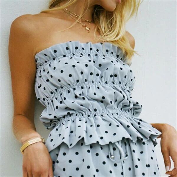 women's blouses & shirts sleeveless women short blouse shirt slash neck high street polka dot print slim crop 2021, White
women's blouses & shirts sleeveless women short blouse shirt slash neck high street polka dot print slim crop 2021, White
