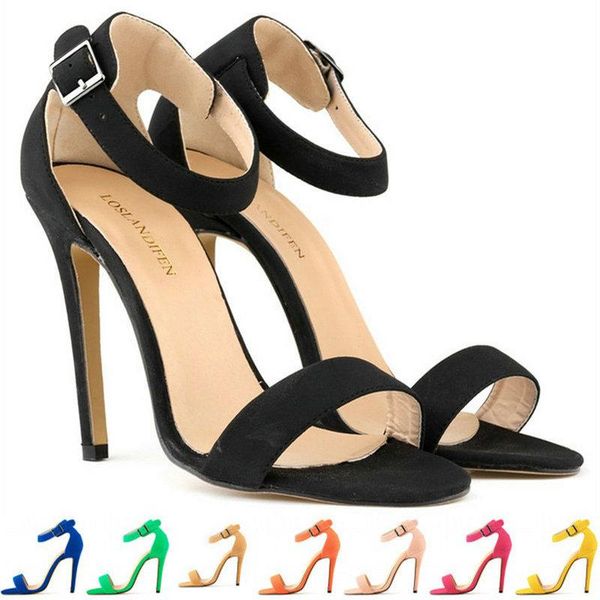 dress shoes large size 35-42 summer women's thin heels 11cm ladies flock sandals classics buckle pumps candy colors party, Black
dress shoes large size 35-42 summer women's thin heels 11cm ladies flock sandals classics buckle pumps candy colors party, Black