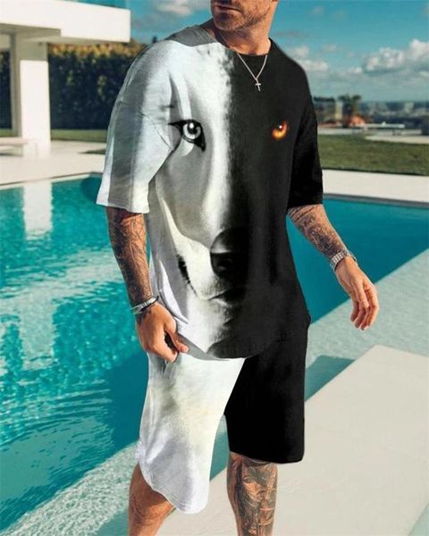 men's tracksuits cat and stitching 3d printing t-shirt shorts suit sportswear o-neck short-sleeved clothing, Gray
men's tracksuits cat and stitching 3d printing t-shirt shorts suit sportswear o-neck short-sleeved clothing, Gray