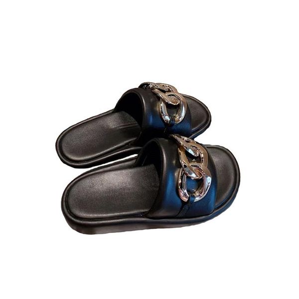 leisure slides female summer outdoor wearing luxury cowhide leather fashion and comfortable golden metal decoration sandals 2021 slippers, Black
leisure slides female summer outdoor wearing luxury cowhide leather fashion and comfortable golden metal decoration sandals 2021 slippers, Black