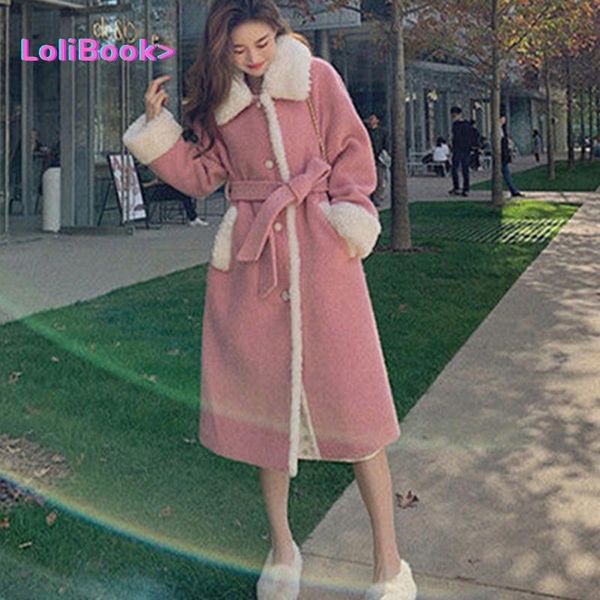 women's wool & blends lolibook 2021 women winter warm mid long pretty woolen blend coat female wind pink french sashe fur collar outerw, Black
women's wool & blends lolibook 2021 women winter warm mid long pretty woolen blend coat female wind pink french sashe fur collar outerw, Black