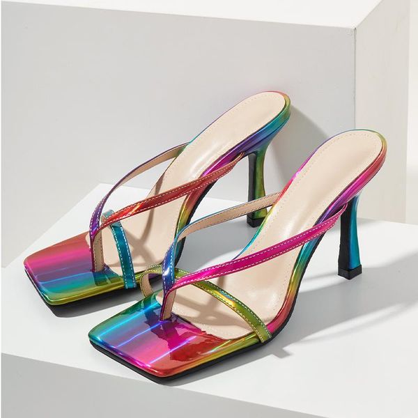 women plus size high heels slippers female leather colorful fashion shoes ladies square toe comfortable footwear, Black
women plus size high heels slippers female leather colorful fashion shoes ladies square toe comfortable footwear, Black