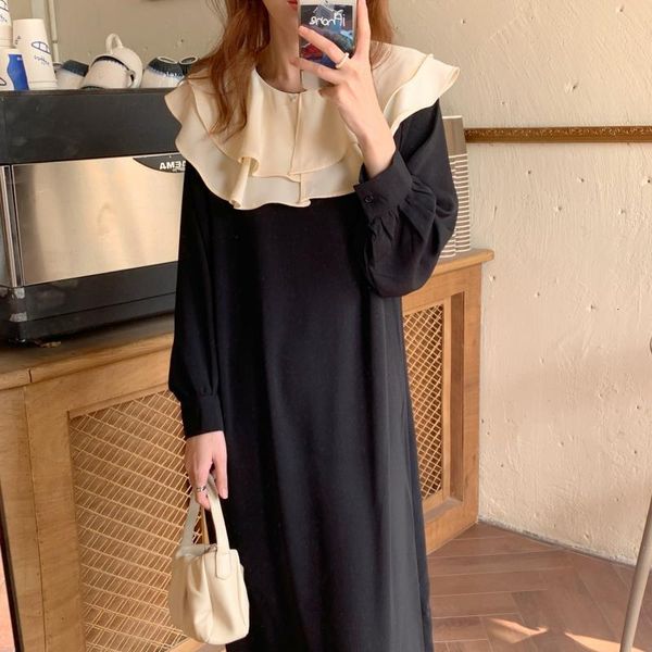 dresses black ruffles color-hit office lady full sleeves a-line casual femme spring sweet long es vestidos, Black;gray
dresses black ruffles color-hit office lady full sleeves a-line casual femme spring sweet long es vestidos, Black;gray