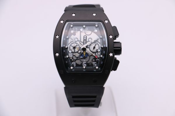 men's mechanical watch 011 black stainless steel case rubber strap 12 six-pin multi-function pin buckle 45mm, Slivery;brown
men's mechanical watch 011 black stainless steel case rubber strap 12 six-pin multi-function pin buckle 45mm, Slivery;brown