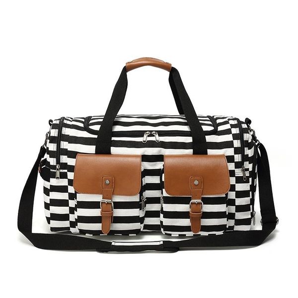 fashion striped travel bag short canvas carry-on luggage trend large capacity sports wet and dry separation duffel bags
fashion striped travel bag short canvas carry-on luggage trend large capacity sports wet and dry separation duffel bags