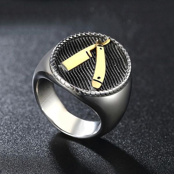 heavy sugar barber knife ring men gold/silver color stainless steel razor signet male cool punk style jewlery cluster rings, Golden;silver
heavy sugar barber knife ring men gold/silver color stainless steel razor signet male cool punk style jewlery cluster rings, Golden;silver