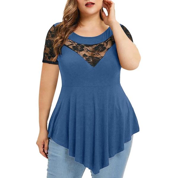 women's blouses & shirts blusas plus size women fashionable solid floral printed lace patchwork o-neck asymmetric three quarters blous, White
women's blouses & shirts blusas plus size women fashionable solid floral printed lace patchwork o-neck asymmetric three quarters blous, White