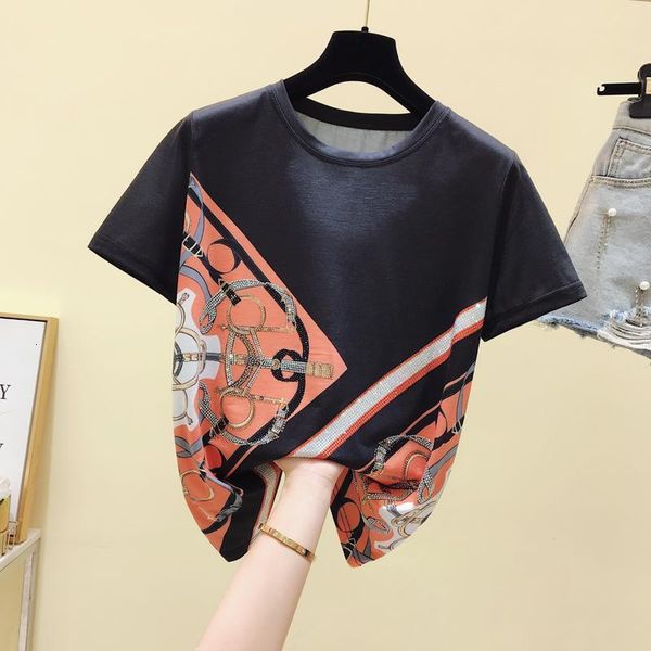 plus size t shirt for women 2021 summer wear heavy industry drilling retro short sleeve t-shirt ladies ropa mujer women's yjwr, Black
plus size t shirt for women 2021 summer wear heavy industry drilling retro short sleeve t-shirt ladies ropa mujer women's yjwr, Black