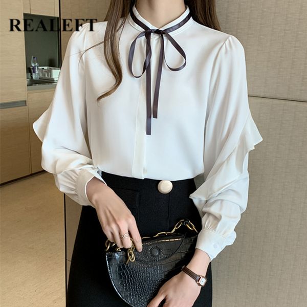 spring chiffon women's shirt female blouse lantern sleeve stand collar korean ol style casual bow blouses 210428, White
spring chiffon women's shirt female blouse lantern sleeve stand collar korean ol style casual bow blouses 210428, White
