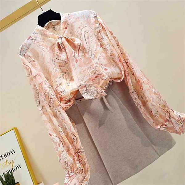 spring women's blouse korean style bow tie collar lantern sleeve bright silk print shirt casual loose female 210507, White
spring women's blouse korean style bow tie collar lantern sleeve bright silk print shirt casual loose female 210507, White