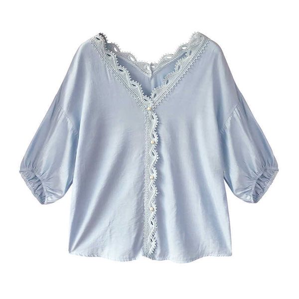 perhaps u women blue solid chiffon v neck lace 3/4 three quarter lantern sleeve shirt blouse casual summer b0061 210529, White
perhaps u women blue solid chiffon v neck lace 3/4 three quarter lantern sleeve shirt blouse casual summer b0061 210529, White