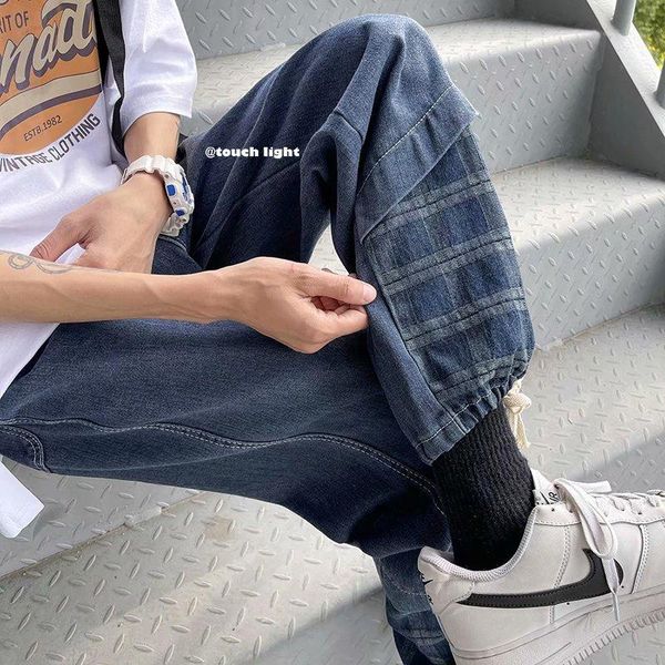 men's jeans ins fashion brand insp handsome versatile drawstring korean capri casual streetwear clothes china hiphop, Blue
men's jeans ins fashion brand insp handsome versatile drawstring korean capri casual streetwear clothes china hiphop, Blue