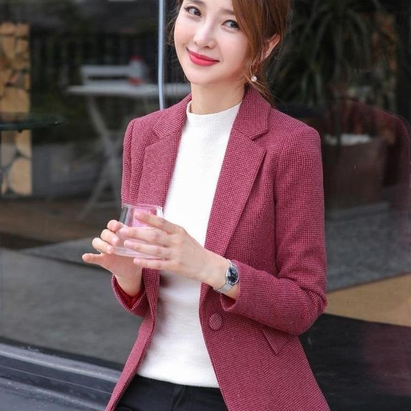 women's suits & blazers slim notched collar plaid women blazer single button office ladies jacket 2021 autumn winter casual female coat, White;black
women's suits & blazers slim notched collar plaid women blazer single button office ladies jacket 2021 autumn winter casual female coat, White;black