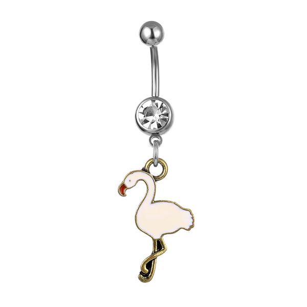 d0883 clear color belly ring nice red-crowned crane style with piercing body navel jewelry, Silver
d0883 clear color belly ring nice red-crowned crane style with piercing body navel jewelry, Silver