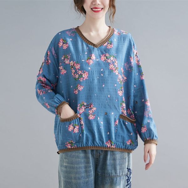 women cotton linen casual t-shirts new arrival spring simple style v-neck floral print loose female long sleeve s2988 210412, White
women cotton linen casual t-shirts new arrival spring simple style v-neck floral print loose female long sleeve s2988 210412, White