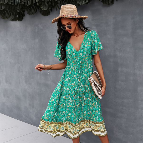 spring print women casual short sleeve v neck high waist for woman 2021 new bohemian summer dress, Black;gray
spring print women casual short sleeve v neck high waist for woman 2021 new bohemian summer dress, Black;gray