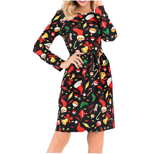 Christmas round neck short sleeve short dress femininity plus size print long skirt, Black;gray
Christmas round neck short sleeve short dress femininity plus size print long skirt, Black;gray