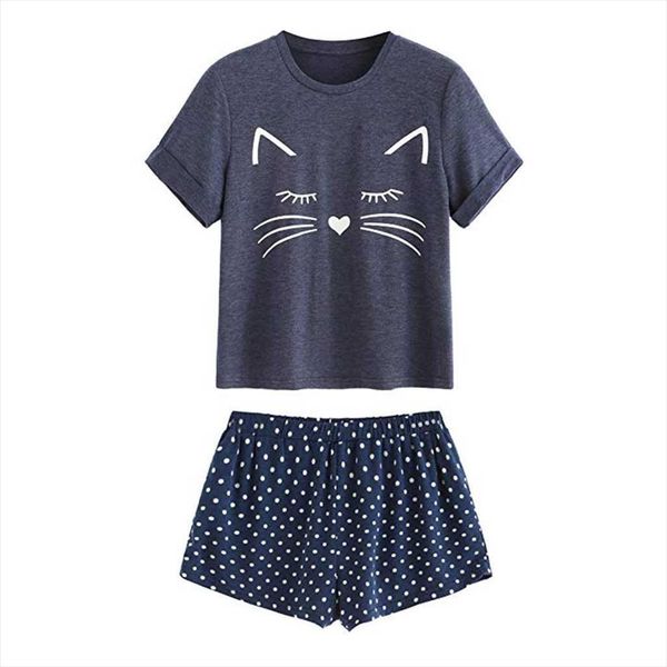 pajamas cat shorts womens sleepwears short sleeve ruffled nightwear set pijama mujer verano women lingerie, Black;red
pajamas cat shorts womens sleepwears short sleeve ruffled nightwear set pijama mujer verano women lingerie, Black;red