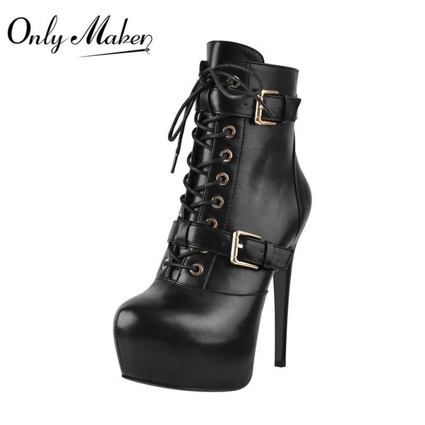 boots onlymaker lace-up platform ankle for women matte black buckles decoration thin high heels booties zipper big size concise
boots onlymaker lace-up platform ankle for women matte black buckles decoration thin high heels booties zipper big size concise