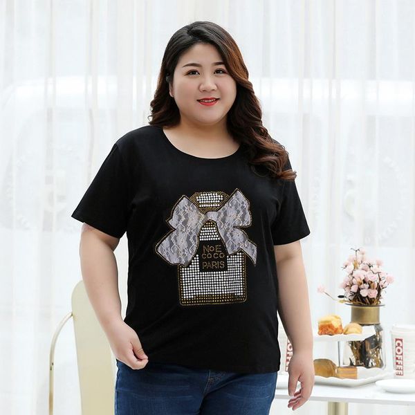 plus size t-shirt summer 2021 fashion loose 3xl lace with rhinestones short-sleeved female street casual drilling, Black
plus size t-shirt summer 2021 fashion loose 3xl lace with rhinestones short-sleeved female street casual drilling, Black