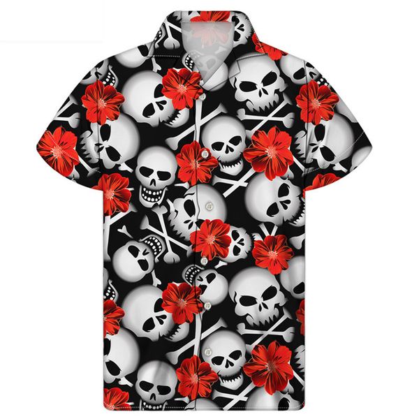 men's shirts skull 2021 summer shirt short sleeve large cuban collar fashion, White;black
men's shirts skull 2021 summer shirt short sleeve large cuban collar fashion, White;black