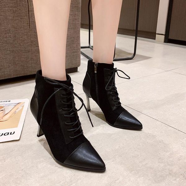 boots pointed lace 2021 women's shoes autumn up short and winter fashion style british, Black
boots pointed lace 2021 women's shoes autumn up short and winter fashion style british, Black
