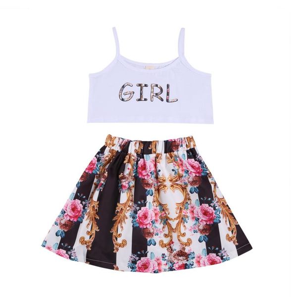 clothing sets kids toddler girls 2 pcs clothes spaghetti straps sleeveless letter tank + elastic waist floral skirt, White
clothing sets kids toddler girls 2 pcs clothes spaghetti straps sleeveless letter tank + elastic waist floral skirt, White