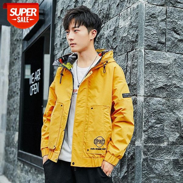 men's jacket, streamer student handsome, versatile and loose #406v, Black;brown